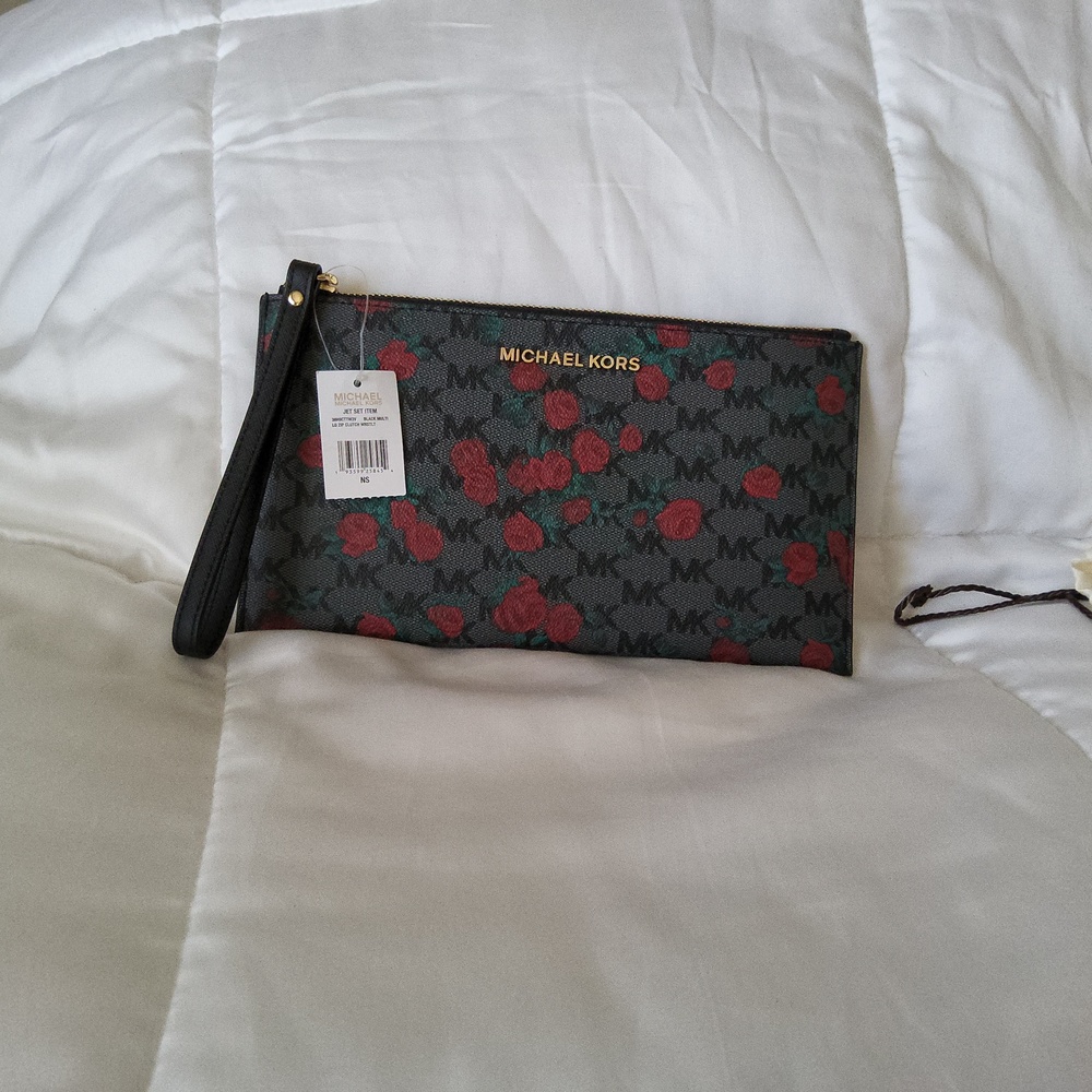 Michael Kors Red Rose Leather Clutch
